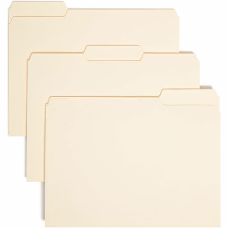 Smead 1/3 Tab Cut Letter Recycled Interior File Folder - 8 1/2" x 11" - 3/4" Expansion - Top Tab Location - Assorted Tab Position - 11 pt. - 1 Plys - Manila - 10% Recycled - 100 / Box