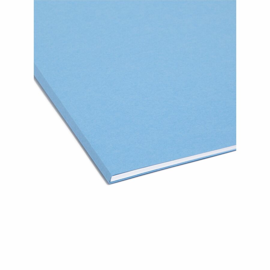 Smead 1/3 Tab Cut Letter Recycled Interior File Folder - 8 1/2" x 11" - 3/4" Expansion - Top Tab Location - Assorted Tab Position - 11 pt. - 1 Plys - Paper - Blue - 10% Recycled - 100 / Box