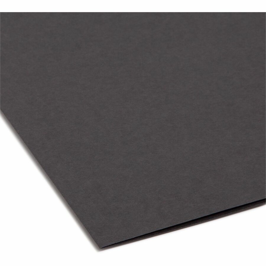 Smead 1/3 Tab Cut Letter Recycled Interior File Folder - 8 1/2" x 11" - 3/4" Expansion - Top Tab Location - Assorted Tab Position - 11 pt. - 1 Plys - Paper - Black - 10% Recycled - 100 / Box