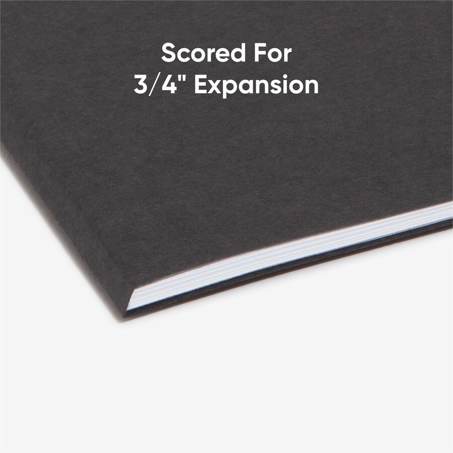 Smead 1/3 Tab Cut Letter Recycled Interior File Folder - 8 1/2" x 11" - 3/4" Expansion - Top Tab Location - Assorted Tab Position - 11 pt. - 1 Plys - Paper - Black - 10% Recycled - 100 / Box