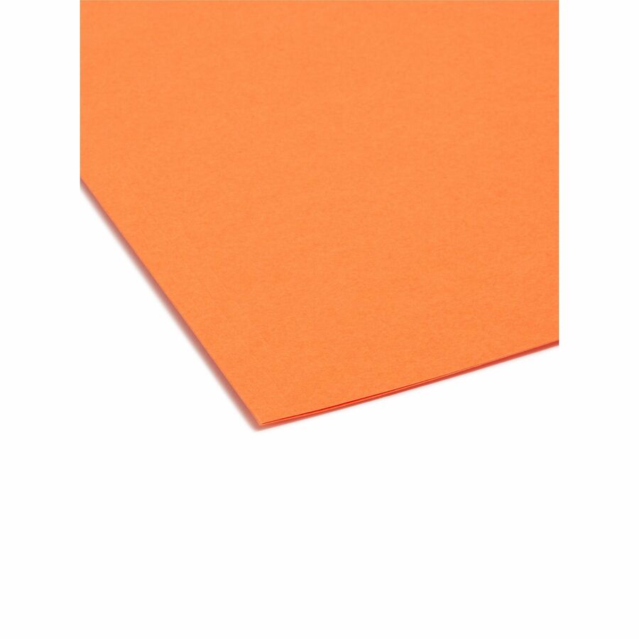 Smead 1/3 Tab Cut Letter Recycled Interior File Folder - 8 1/2" x 11" - 3/4" Expansion - Top Tab Location - Assorted Tab Position - 11 pt. - 1 Plys - Paper - Orange - 10% Recycled - 100 / Box