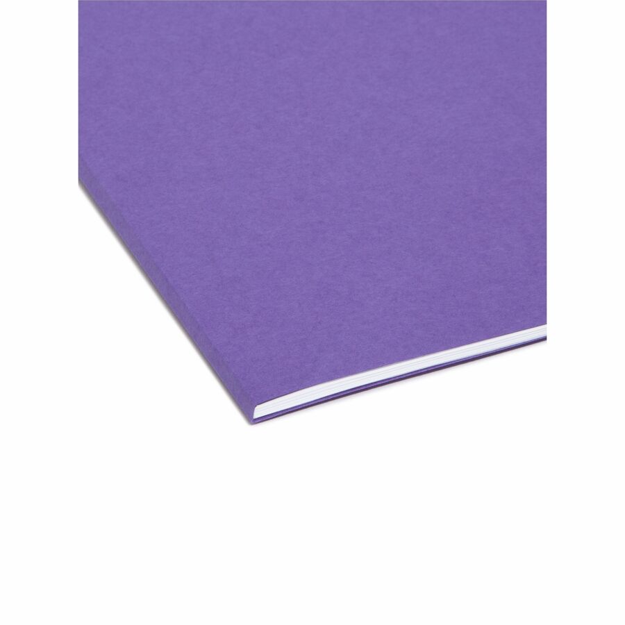 Smead 1/3 Tab Cut Letter Recycled Interior File Folder - 8 1/2" x 11" - 3/4" Expansion - Top Tab Location - Assorted Tab Position - 11 pt. - 1 Plys - Paper - Purple - 10% Recycled - 100 / Box