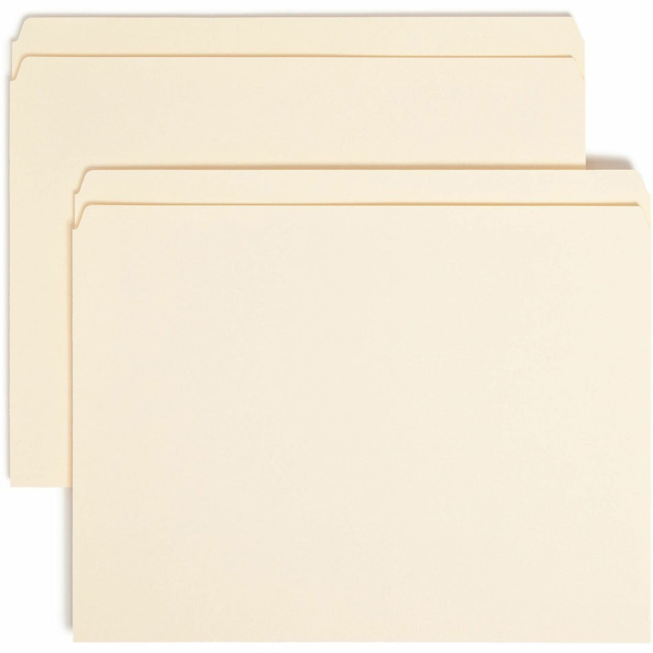 Smead Straight Tab Cut Letter Recycled Top Tab File Folder - 8 1/2" x 11" - 3/4" Expansion - 11 pt. - 1 Plys - Manila - Rounded Corner - 10% Recycled - 100 / Box