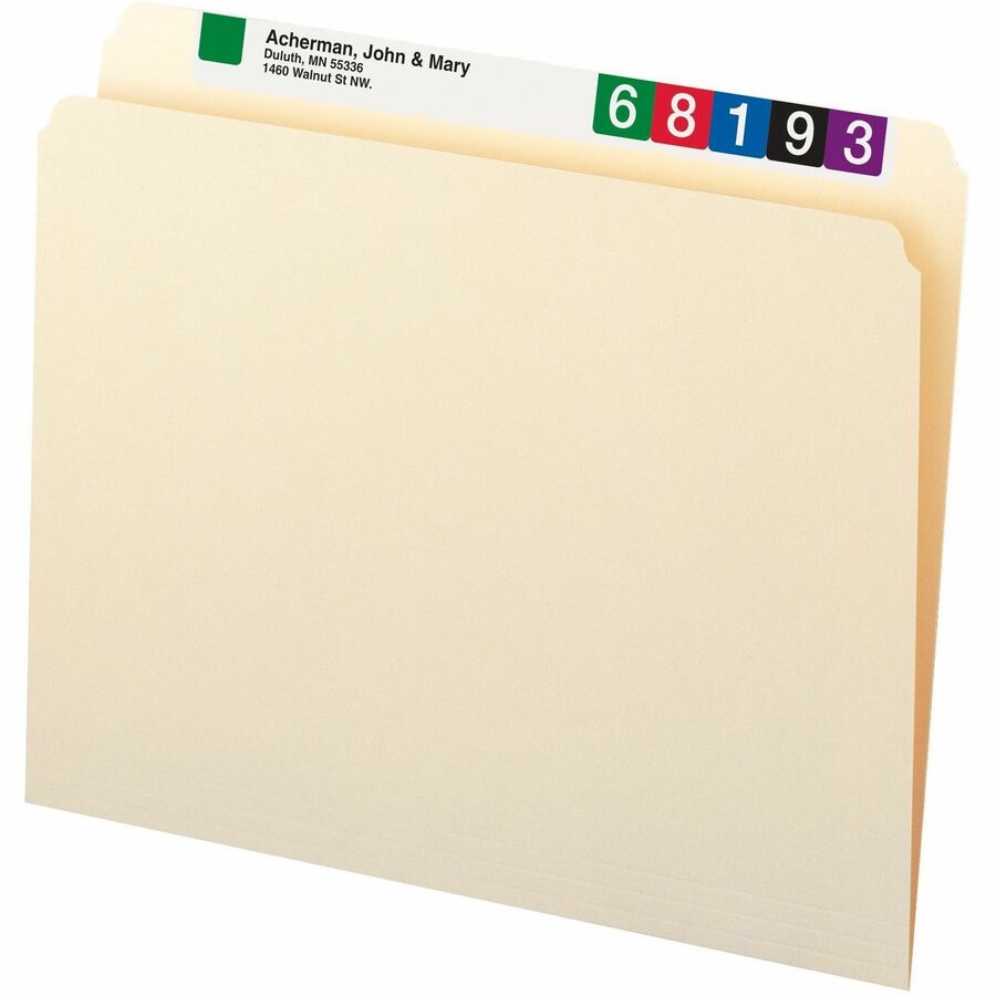 Smead Straight Tab Cut Letter Recycled Top Tab File Folder - 8 1/2" x 11" - 3/4" Expansion - 11 pt. - 1 Plys - Manila - Rounded Corner - 10% Recycled - 100 / Box
