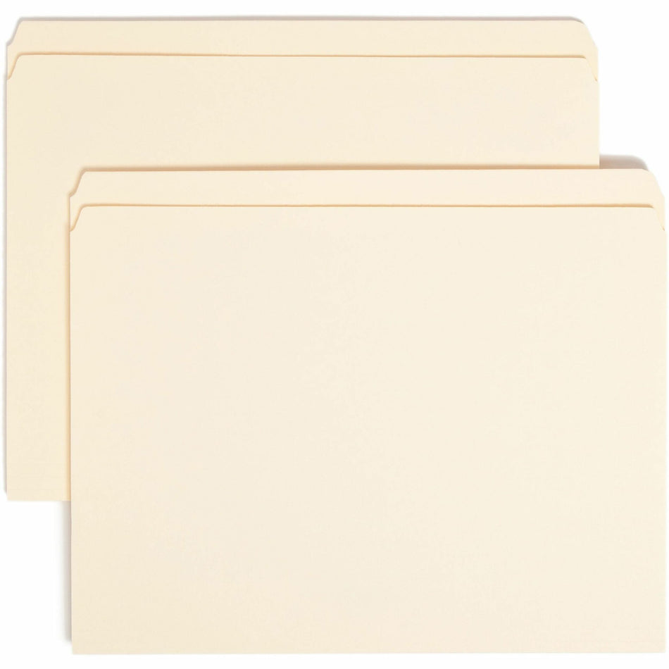 Smead Straight Tab Cut Letter Recycled Top Tab File Folder - 8 1/2" x 11" - 3/4" Expansion - 11 pt. - 2 Plys - Manila - Rounded Corner, Durable, Reinforced Tab - 10% Recycled - 100 / Box