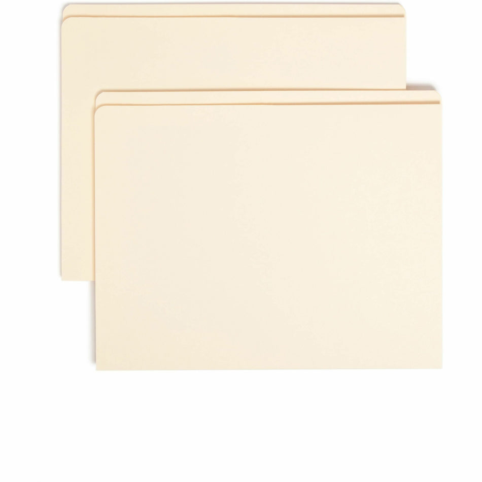 Smead Straight Tab Cut Letter Recycled Top Tab File Folder - 8 1/2" x 11" - Internal Pocket(s) - 11 pt. - 2 Plys - Manila - Reinforced, Heavyweight - 10% Recycled - 50 / Box
