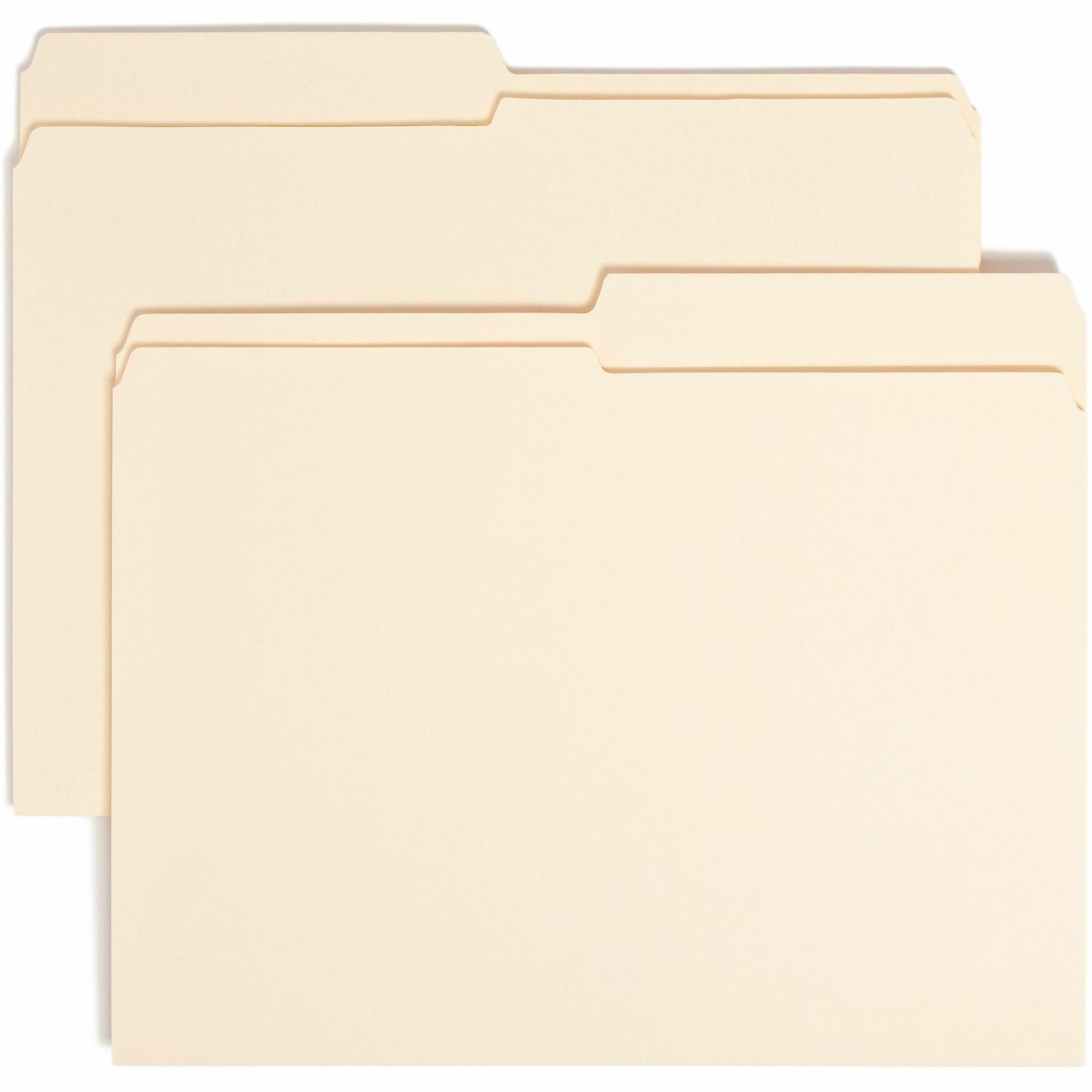 Smead 1/2 Tab Cut Letter Recycled Top Tab File Folder - 8 1/2" x 11" - 3/4" Expansion - Top Tab Location - Assorted Tab Position - 11 pt. - 2 Plys - Manila - Reinforced, Durable, Reinforced Tab, Rounded Corner - 10% Recycled - 100 / Box