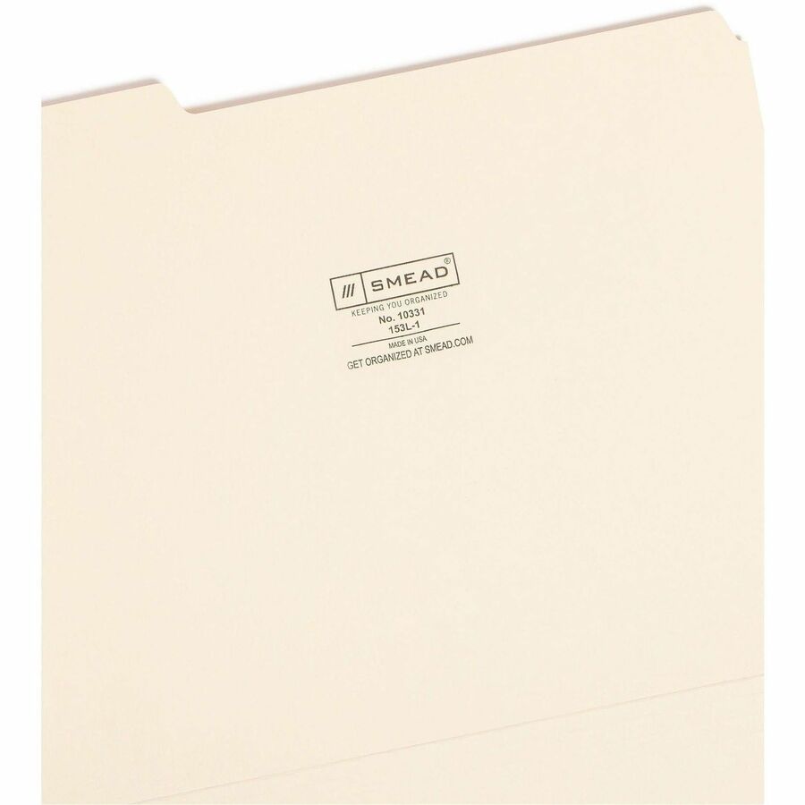 Smead 1/3 Tab Cut Letter Recycled Top Tab File Folder - 8 1/2" x 11" - 3/4" Expansion - Top Tab Location - Left Tab Position - 11 pt. - 1 Plys - Manila - 10% Recycled - 100 / Box