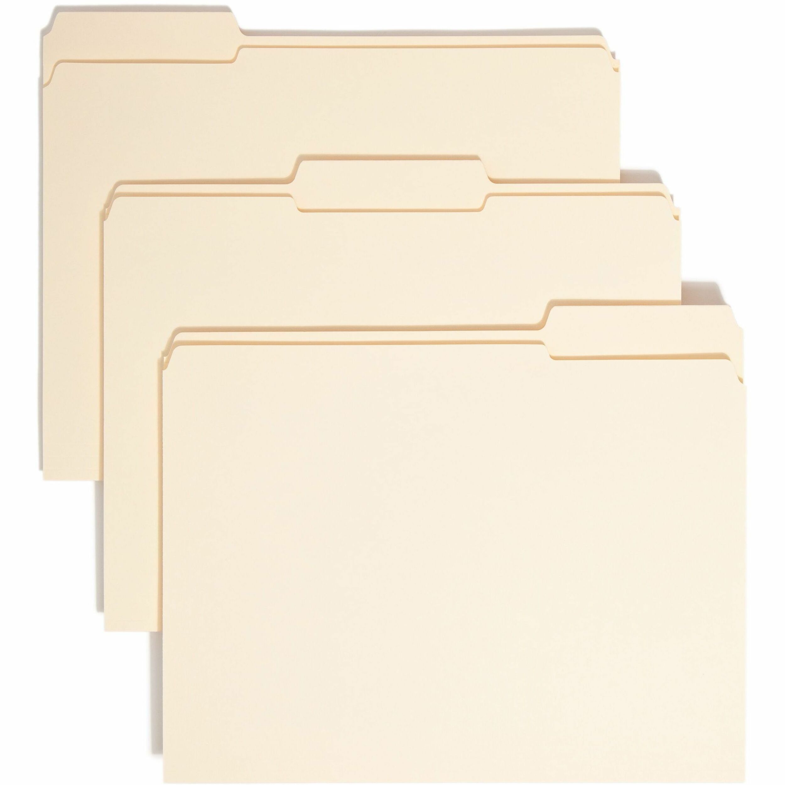 Smead 1/3 Tab Cut Letter Recycled Top Tab File Folder - 8 1/2" x 11" - 3/4" Expansion - Top Tab Location - Assorted Tab Position - 11 pt. - 2 Plys - Manila - Reinforced, Durable, Reinforced Tab, Rounded Corner - 10% Recycled - 100 / Box