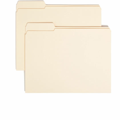 Smead 1/3 Tab Cut Letter Recycled Top Tab File Folder - 8 1/2" x 11" - 3/4" Expansion - Top Tab Location - Left Tab Position - 11 pt. - 2 Plys - Manila - Reinforced, Durable, Reinforced Tab, Rounded Corner - 10% Recycled - 100 / Box