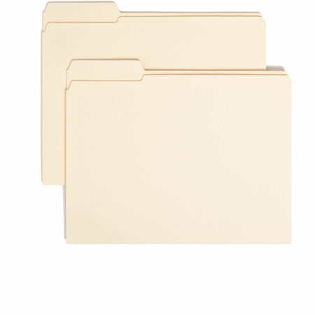 Smead 1/3 Tab Cut Letter Recycled Top Tab File Folder - 8 1/2" x 11" - 3/4" Expansion - Top Tab Location - Left Tab Position - 11 pt. - 2 Plys - Manila - Reinforced, Durable, Reinforced Tab, Rounded Corner - 10% Recycled - 100 / Box