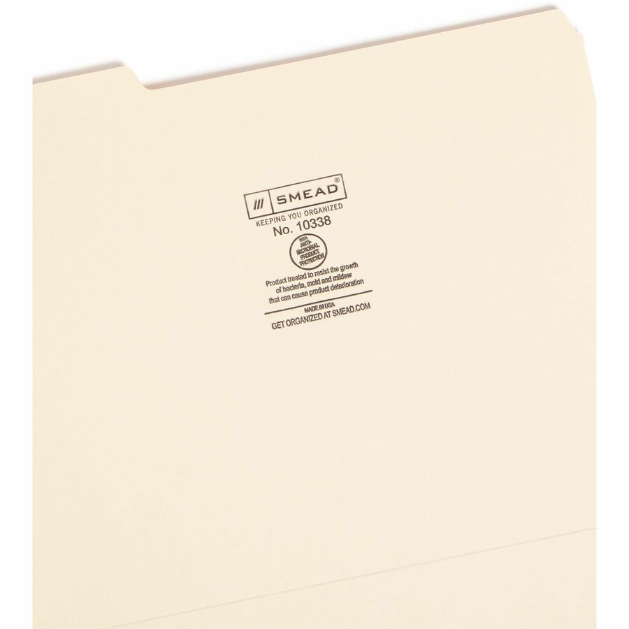 Smead 1/3 Tab Cut Letter Recycled Top Tab File Folder - 8 1/2" x 11" - 3/4" Expansion - Top Tab Location - Assorted Tab Position - 11 pt. - 1 Plys - Manila - 10% Recycled - 100 / Box
