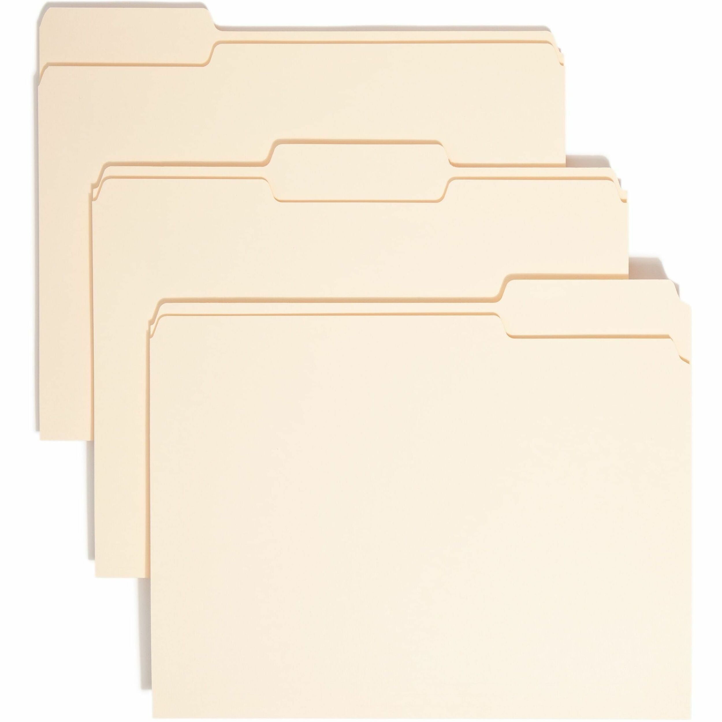 Smead 1/3 Tab Cut Letter Recycled Top Tab File Folder - 8 1/2" x 11" - 3/4" Expansion - Top Tab Location - Assorted Tab Position - 11 pt. - 1 Plys - Manila - 10% Recycled - 100 / Box