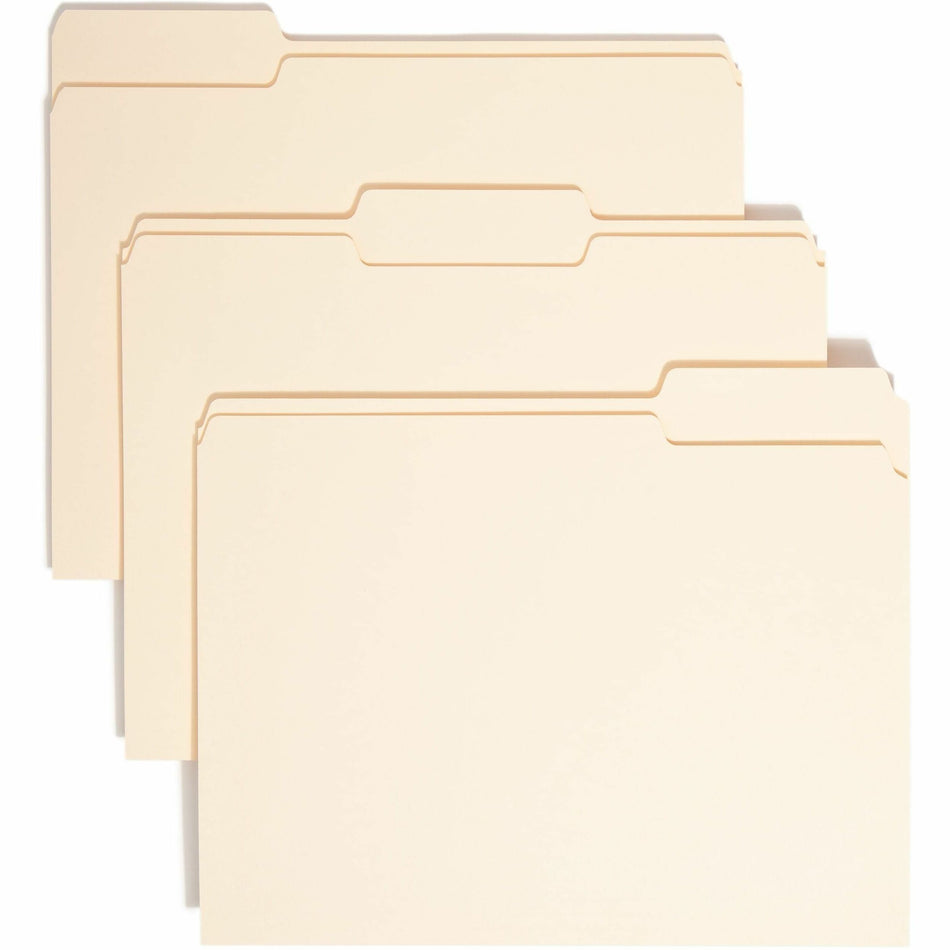 Smead 1/3 Tab Cut Letter Recycled Top Tab File Folder - 8 1/2" x 11" - 3/4" Expansion - Top Tab Location - Assorted Tab Position - 11 pt. - 1 Plys - Manila - 10% Recycled - 100 / Box