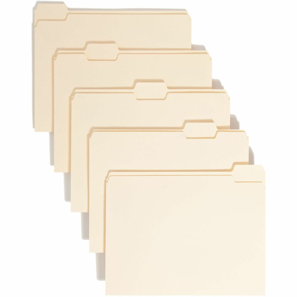 Smead 1/5 Tab Cut Letter Recycled Top Tab File Folder - 8 1/2" x 11" - 3/4" Expansion - Top Tab Location - Assorted Tab Position - 11 pt. - 1 Plys - Manila - 10% Recycled - 100 / Box