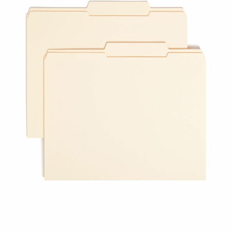 Smead 2/5 Tab Cut Letter Recycled Top Tab File Folder - 8 1/2" x 11" - 3/4" Expansion - Top Tab Location - Right of Center Tab Position - 11 pt. - 2 Plys - Manila - Rounded Corner, Durable, Reinforced Tab - 10% Recycled - 100 / Box