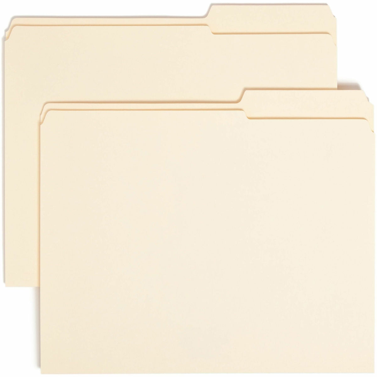 Smead 2/5 Tab Cut Letter Recycled Top Tab File Folder - 8 1/2" x 11" - 3/4" Expansion - Top Tab Location - Right Tab Position - 11 pt. - 2 Plys - Manila - Rounded Corner, Durable, Reinforced Tab - 10% Recycled - 100 / Box