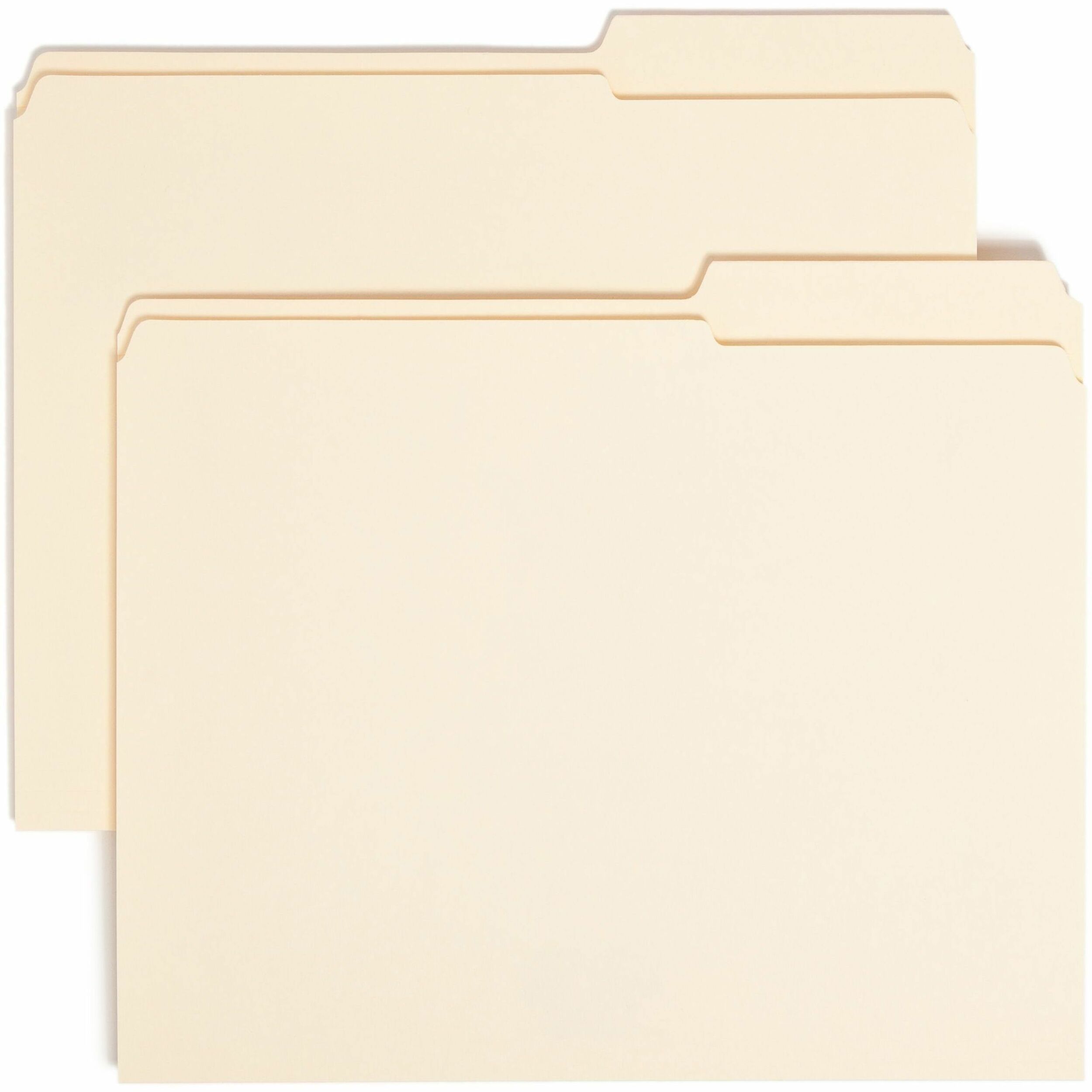 Smead 2/5 Tab Cut Letter Recycled Top Tab File Folder - 8 1/2" x 11" - 3/4" Expansion - Top Tab Location - Right Tab Position - 11 pt. - 2 Plys - Manila - Rounded Corner, Durable, Reinforced Tab - 10% Recycled - 100 / Box