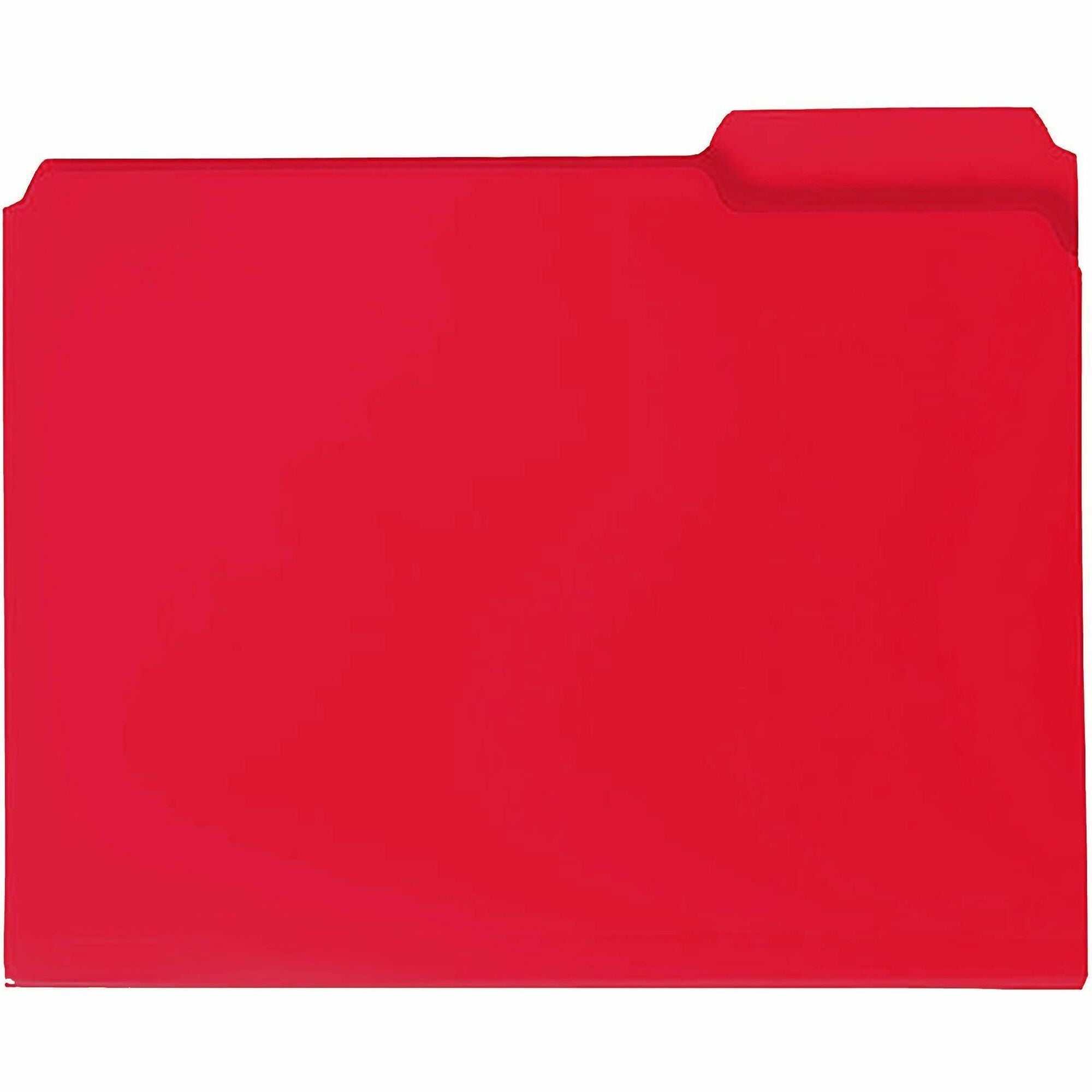 Smead 1/3 Tab Cut Letter Top Tab File Folder - 8 1/2" x 11" - 3/4" Expansion - Top Tab Location - Assorted Tab Position - Polypropylene - Red - 24 / Box