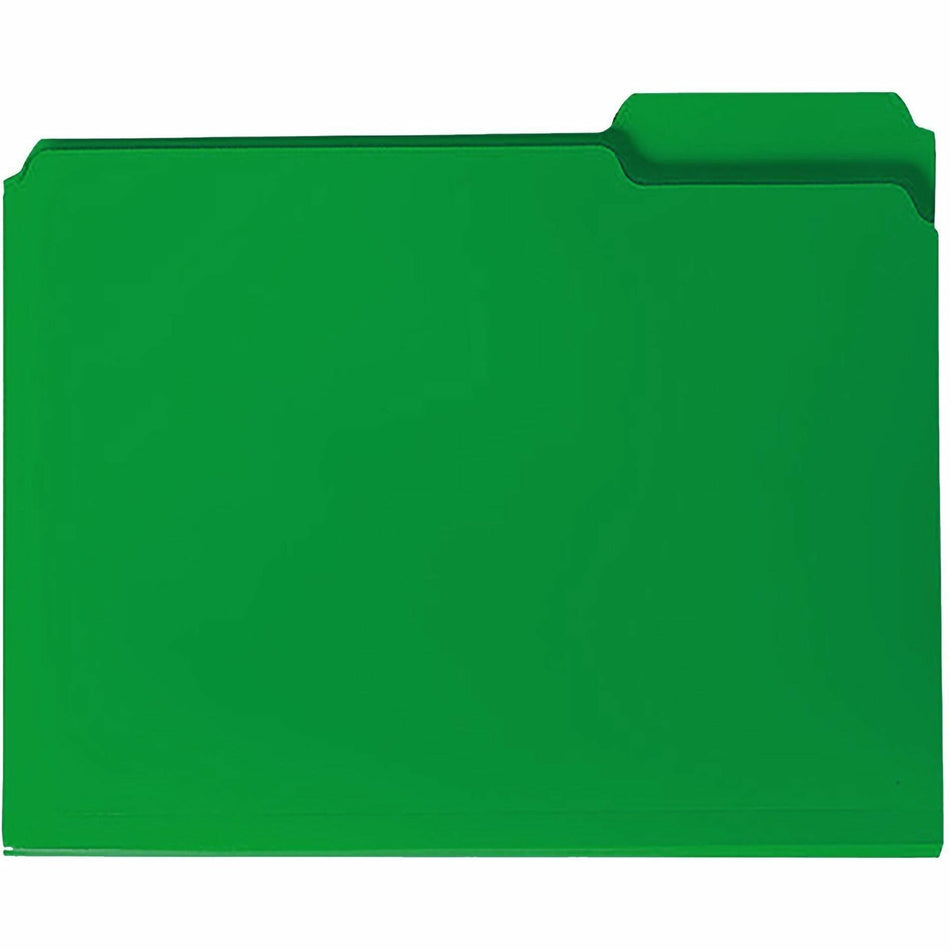 Smead 1/3 Tab Cut Letter Top Tab File Folder - 8 1/2" x 11" - 3/4" Expansion - Top Tab Location - Assorted Tab Position - Polypropylene - Green - 24 / Box
