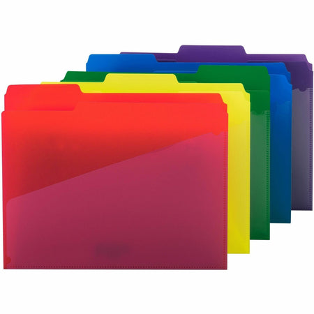 Smead 1/3 Tab Cut Letter Top Tab File Folder - 8 1/2" x 11" - 3/4" Expansion - Top Tab Location - Assorted Tab Position - Polypropylene - Blue, Green, Red, Yellow, Purple - 30 / Box