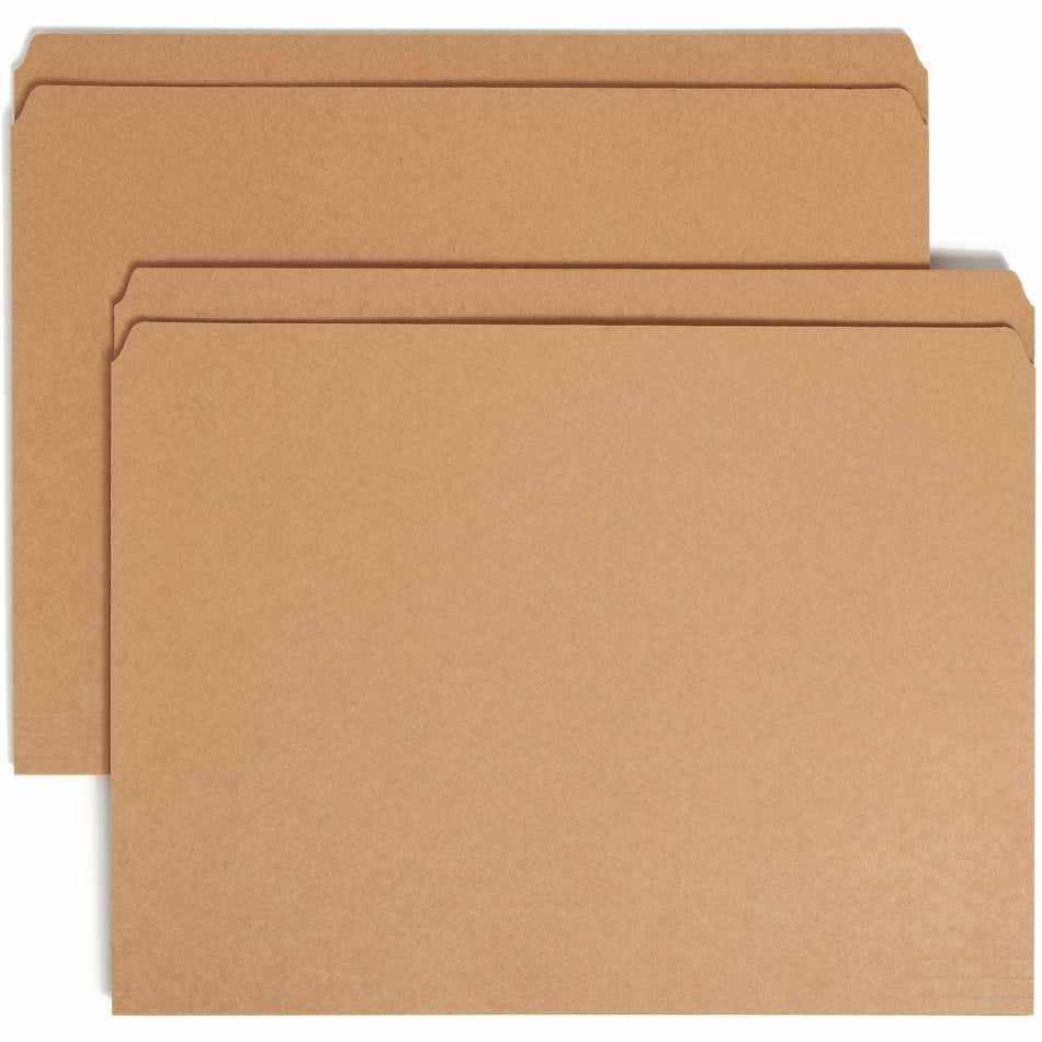 Smead Straight Tab Cut Letter Recycled Top Tab File Folder - 8 1/2" x 11" - 3/4" Expansion - 11 pt. - 2 Plys - Kraft - 10% Recycled - 100 / Box
