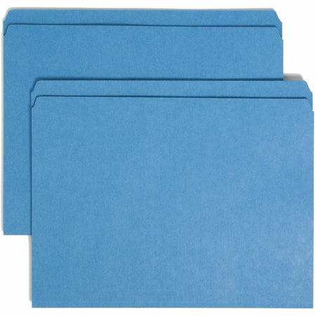 Smead Straight Tab Cut Letter Recycled Top Tab File Folder - 8 1/2" x 11" - 3/4" Expansion - 11 pt. - 2 Plys - Blue - Reinforced - 10% Recycled - 100 / Box
