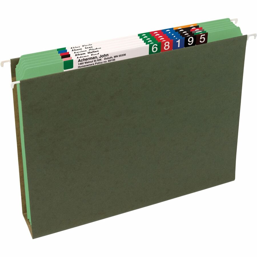 Smead Straight Tab Cut Letter Recycled Top Tab File Folder - 8 1/2" x 11" - 3/4" Expansion - 11 pt. - 2 Plys - Green - 10% Recycled - 100 / Box