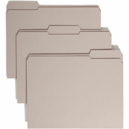 Smead Colored 1/3 Tab Cut Letter Recycled Top Tab File Folder - 8 1/2" x 11" - 3/4" Expansion - Top Tab Location - Assorted Tab Position - 11 pt. - 2 Plys - Gray - 10% Recycled - 100 / Box