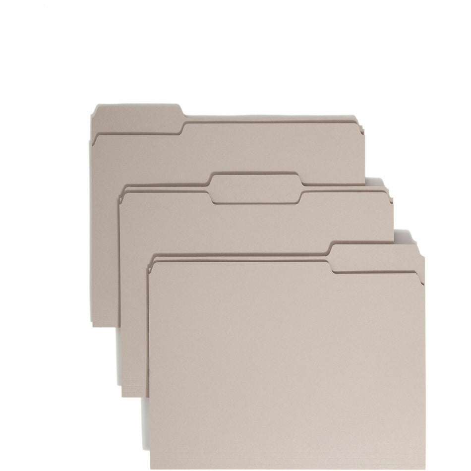 Smead Colored 1/3 Tab Cut Letter Recycled Top Tab File Folder - 8 1/2" x 11" - 3/4" Expansion - Top Tab Location - Assorted Tab Position - 11 pt. - 1 Plys - Gray - Rounded Corner - 10% Recycled - 100 / Box