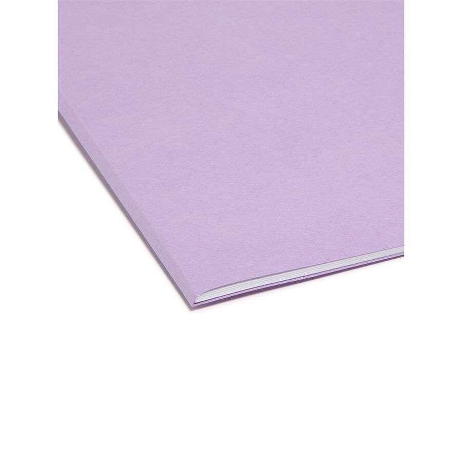 Smead Colored Straight Tab Cut Letter Recycled Top Tab File Folder - 8 1/2" x 11" - 3/4" Expansion - 11 pt. - 2 Plys - Lavender - 10% Recycled - 100 / Box