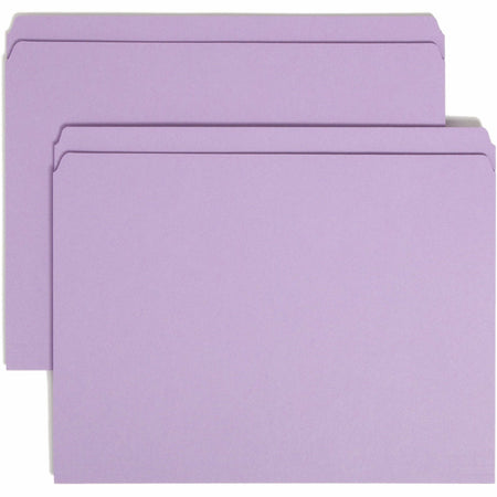 Smead Colored Straight Tab Cut Letter Recycled Top Tab File Folder - 8 1/2" x 11" - 3/4" Expansion - 11 pt. - 2 Plys - Lavender - 10% Recycled - 100 / Box