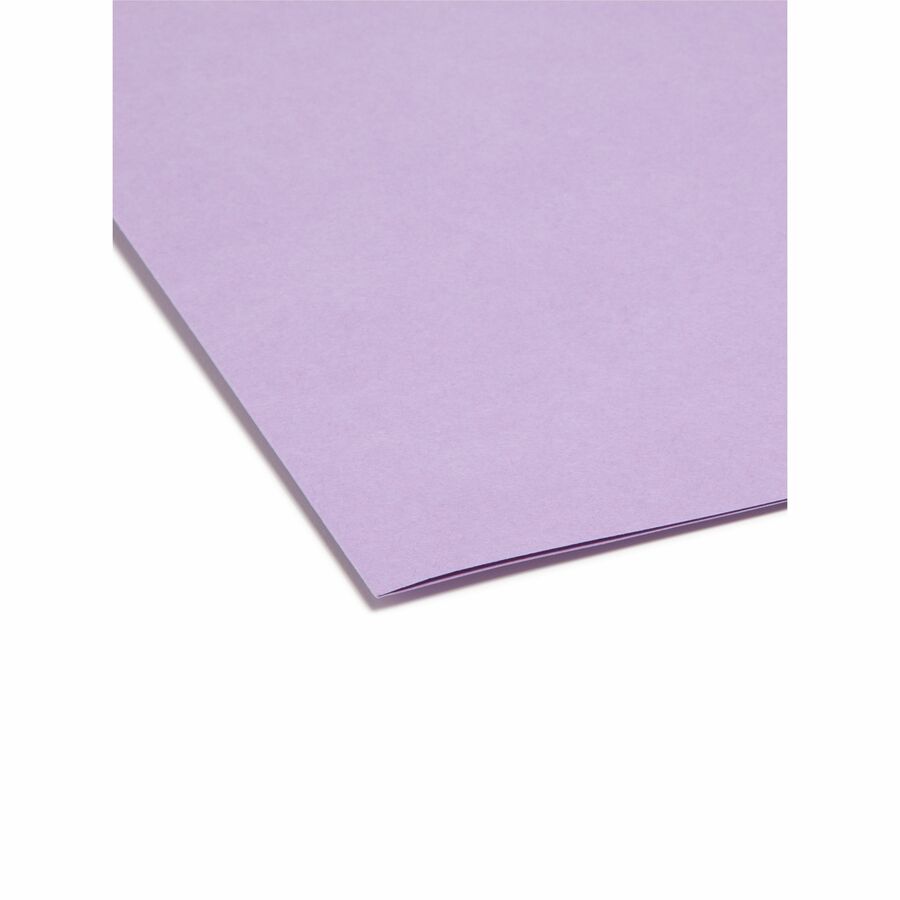 Smead Colored 1/3 Tab Cut Letter Recycled Top Tab File Folder - 8 1/2" x 11" - 3/4" Expansion - Top Tab Location - Assorted Tab Position - 11 pt. - 2 Plys - Lavender - 10% Recycled - 100 / Box
