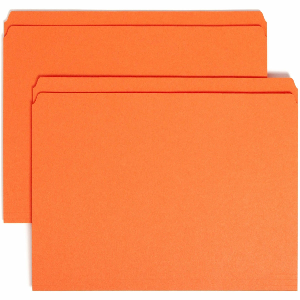Smead Colored Straight Tab Cut Letter Recycled Top Tab File Folder - 8 1/2" x 11" - 3/4" Expansion - 11 pt. - 2 Plys - Orange - Reinforced Tab - 10% Recycled - 100 / Box