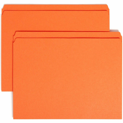 Smead Colored Straight Tab Cut Letter Recycled Top Tab File Folder - 8 1/2" x 11" - 3/4" Expansion - 11 pt. - 2 Plys - Orange - Reinforced Tab - 10% Recycled - 100 / Box