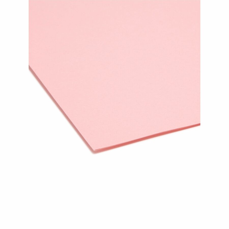 Smead Colored 1/3 Tab Cut Letter Recycled Top Tab File Folder - 8 1/2" x 11" - 3/4" Expansion - Top Tab Location - Assorted Tab Position - 11 pt. - 2 Plys - Pink - Reinforced - 10% Recycled - 100 / Box