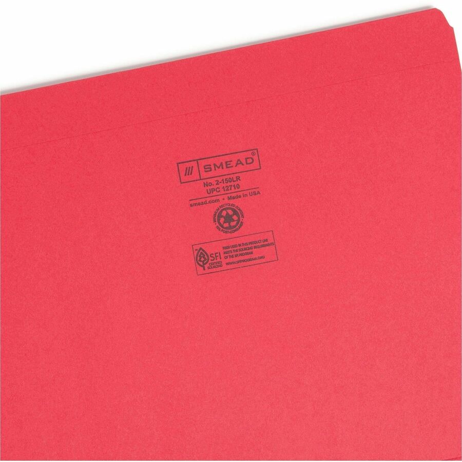 Smead Colored Straight Tab Cut Letter Top Tab File Folder - Right