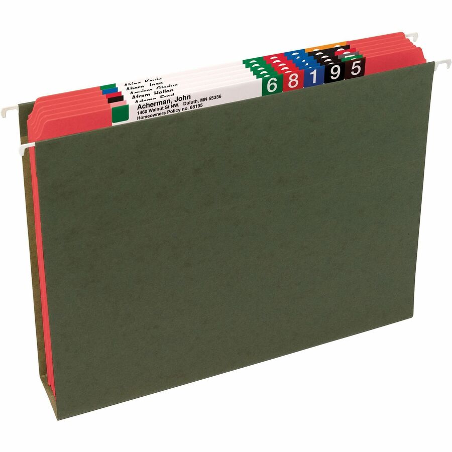 Smead Colored Straight Tab Cut Letter Recycled Top Tab File Folder - 8 1/2" x 11" - 3/4" Expansion - 11 pt. - 2 Plys - Red - 10% Recycled - 100 / Box