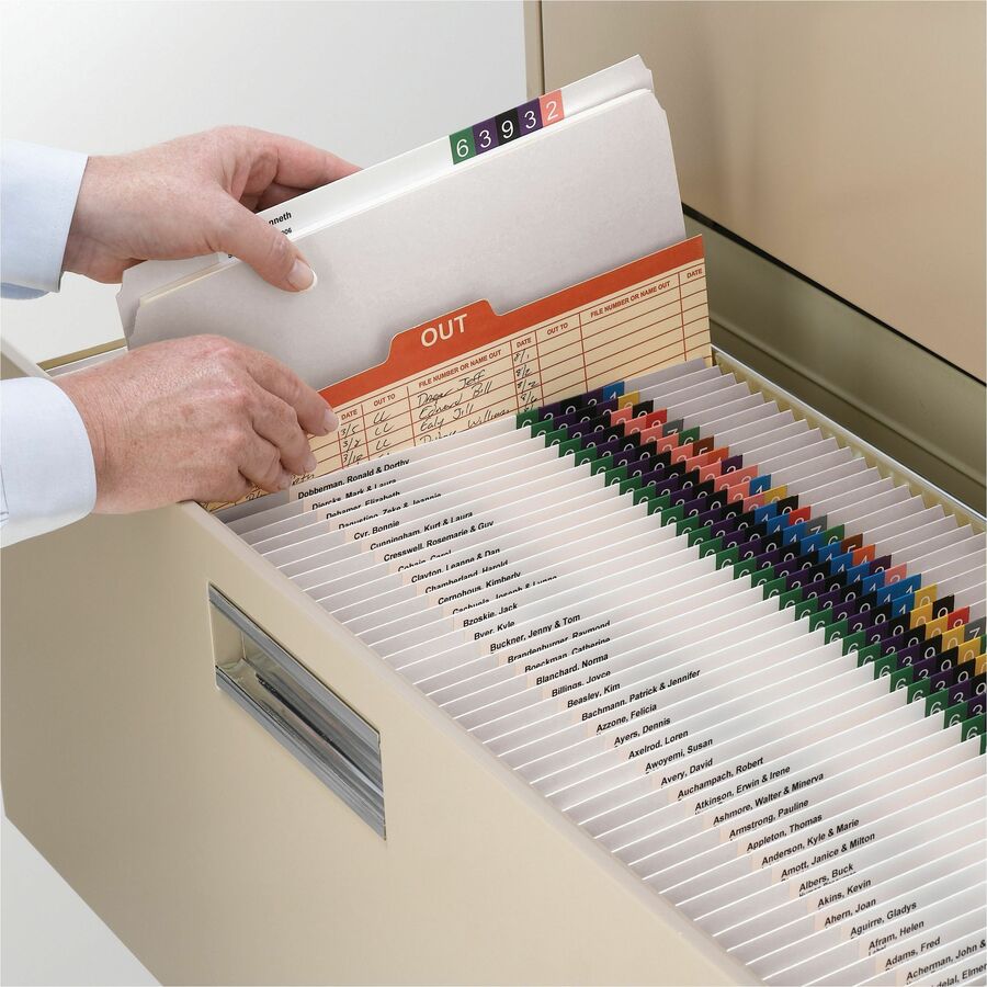 Smead Colored Straight Tab Cut Letter Recycled Top Tab File Folder - 8 1/2" x 11" - 3/4" Expansion - 11 pt. - 2 Plys - White - 10% Recycled - 100 / Box