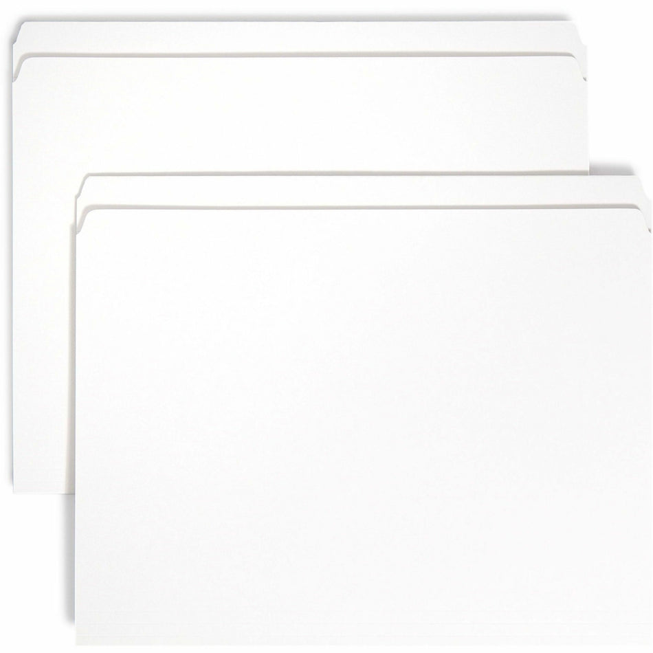 Smead Colored Straight Tab Cut Letter Recycled Top Tab File Folder - 8 1/2" x 11" - 3/4" Expansion - 11 pt. - 2 Plys - White - 10% Recycled - 100 / Box