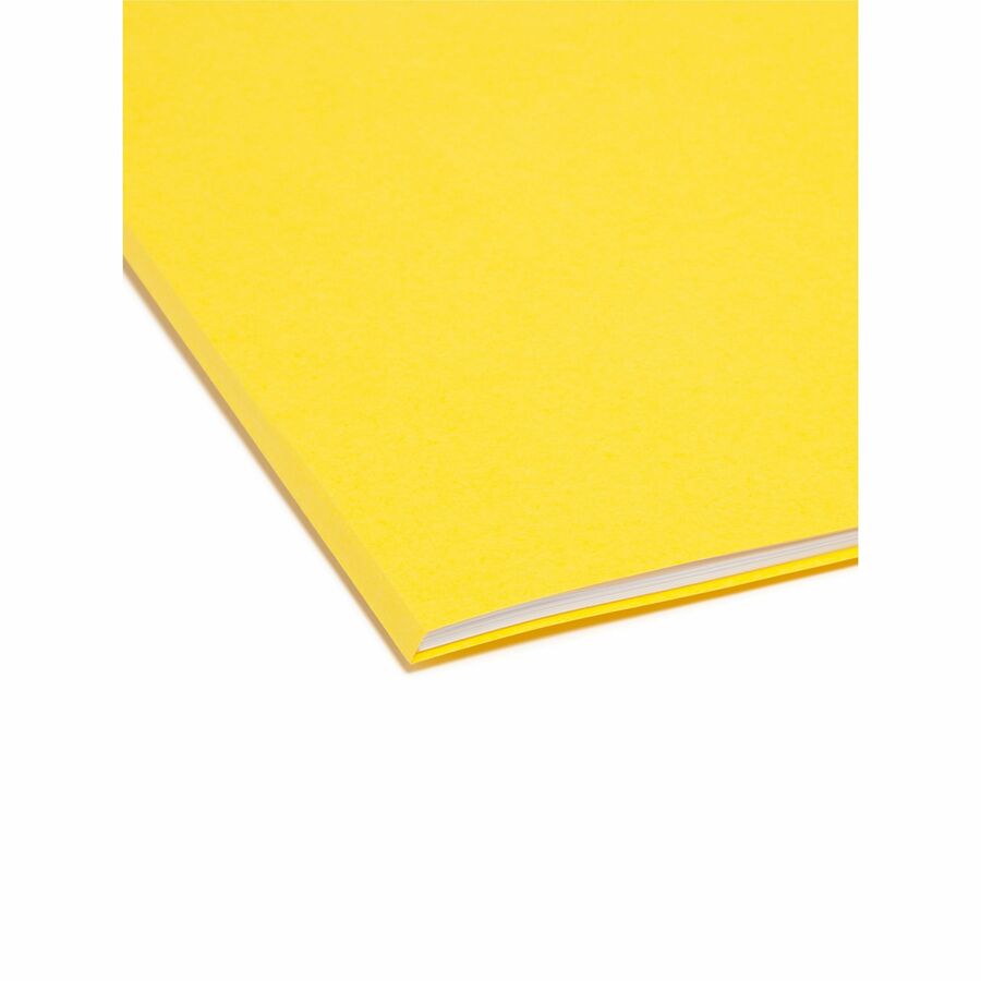 Smead Colored Straight Tab Cut Letter Recycled Top Tab File Folder - 8 1/2" x 11" - 3/4" Expansion - 11 pt. - 2 Plys - Yellow - 10% Recycled - 100 / Box