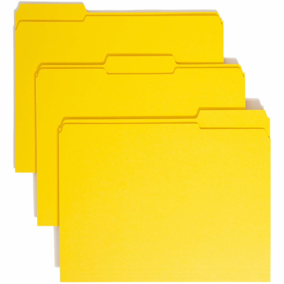 Smead Colored 1/3 Tab Cut Letter Recycled Top Tab File Folder - 8 1/2" x 11" - Top Tab Location - Assorted Tab Position - 11 pt. - 2 Plys - Yellow - 10% Recycled - 100 / Box