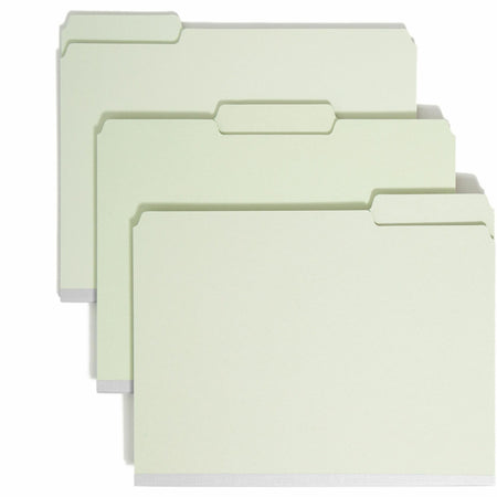Smead 1/3 Tab Cut Letter Recycled Top Tab File Folder - 8 1/2" x 11" - 2" Expansion - Top Tab Location - Assorted Tab Position - 25 pt. - Pressboard - Gray/Green - Heavy Duty, Rounded Corner, Wear Resistant, Tear Resistant - 100% Recycled - 25 / Box