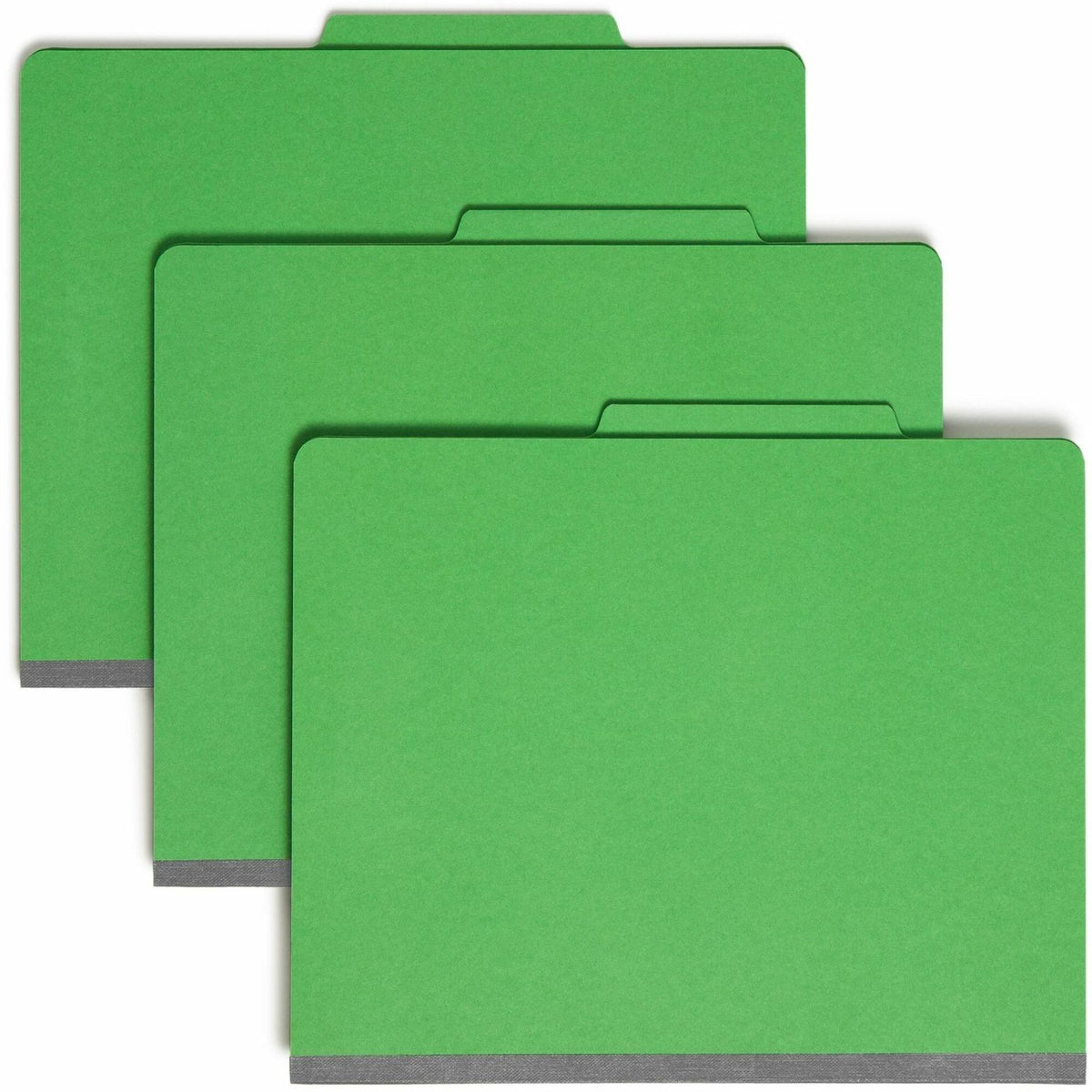Smead Colored 2/5 Tab Cut Letter Recycled Classification Folder - 8 1/2" x 11" - 2" Expansion - 2 x 2B Fastener(s) - 2" for Folder - Top Tab Location - Right of Center Tab Position - 1 Divider(s) - 14 pt. - 2 Plys - Green - 10% Recycled - 10 / Box