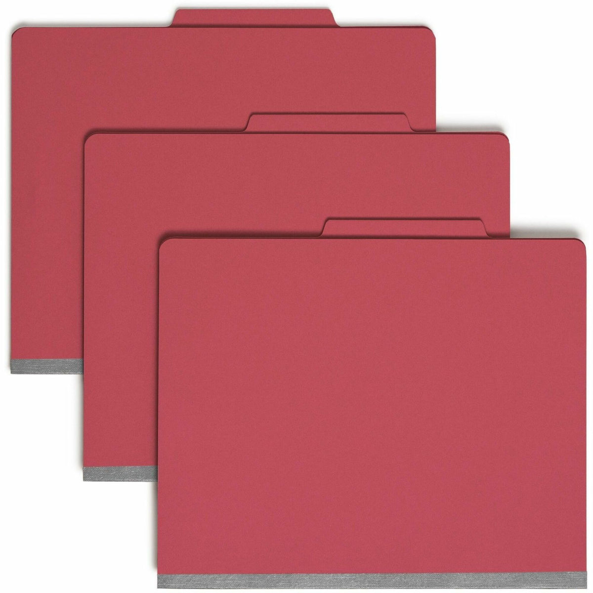 Smead Colored 2/5 Tab Cut Letter Recycled Classification Folder - 8 1/2" x 11" - 2" Expansion - 2 x 2B Fastener(s) - 2" for Folder - Top Tab Location - Right of Center Tab Position - 1 Divider(s) - 14 pt. - 2 Plys - Red - 10% Recycled - 10 / Box