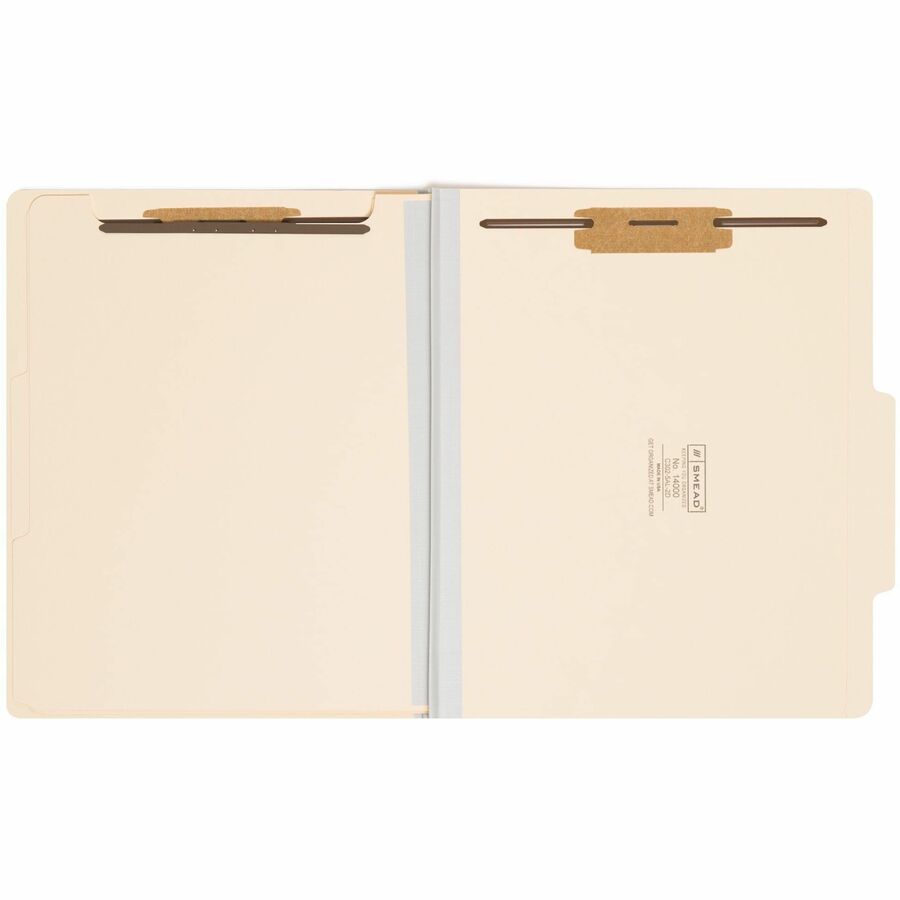 Smead 2/5 Tab Cut Letter Recycled Classification Folder - 8 1/2" x 11" - 2" Expansion - 2 x 2B Fastener(s) - 2" for Folder - Top Tab Location - Right of Center Tab Position - 2 Divider(s) - 18 pt. - 2 Plys - Manila - 10% Recycled - 10 / Box