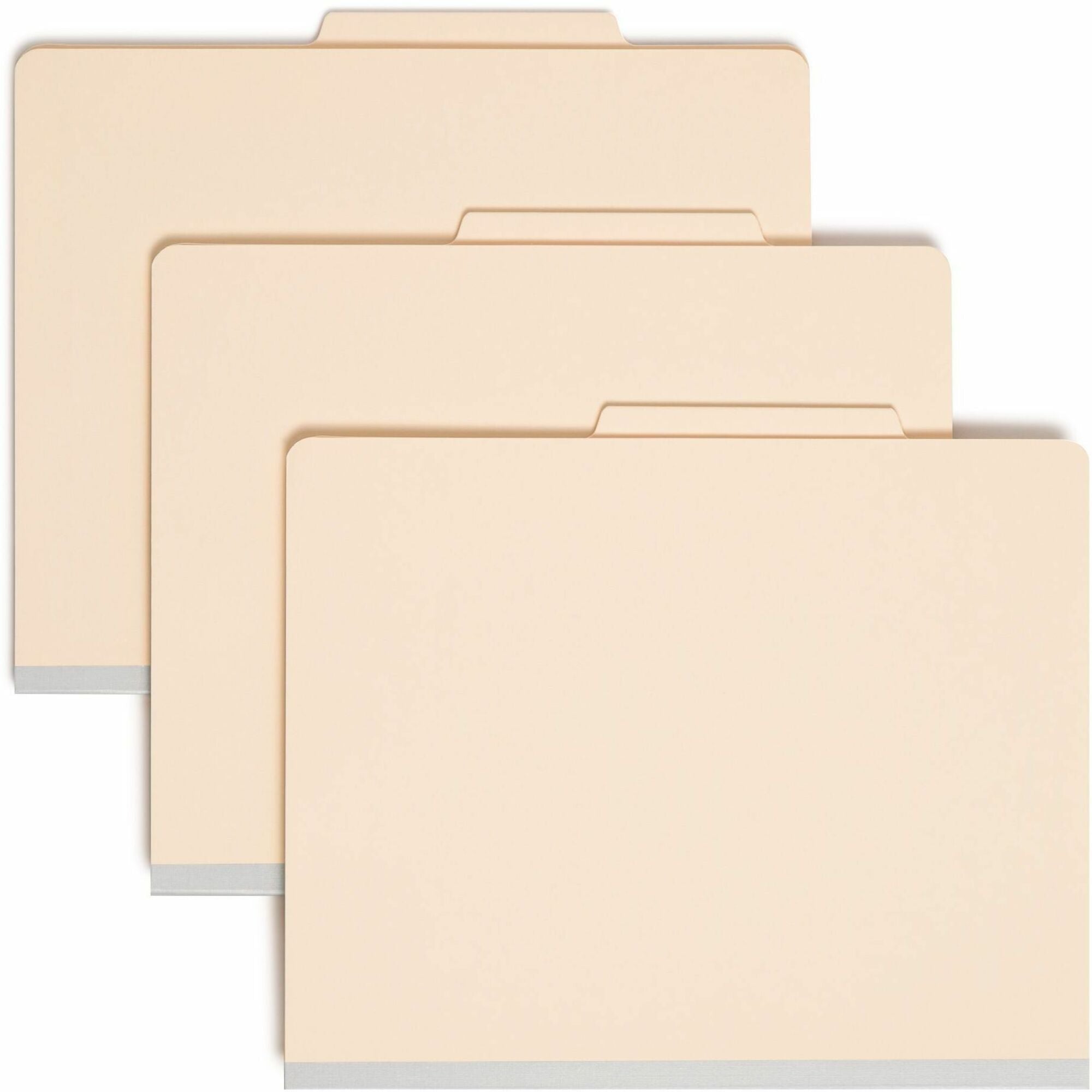 Smead 2/5 Tab Cut Letter Recycled Classification Folder - 8 1/2" x 11" - 2" Expansion - 2 x 2B Fastener(s) - 2" for Folder - Top Tab Location - Right of Center Tab Position - 2 Divider(s) - 18 pt. - 2 Plys - Manila - 10% Recycled - 10 / Box
