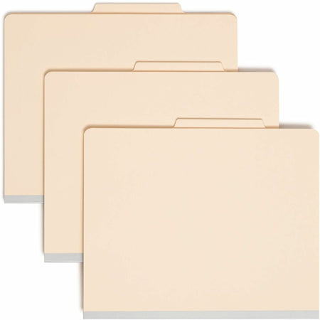 Smead 2/5 Tab Cut Letter Recycled Classification Folder - 8 1/2" x 11" - 2" Expansion - 2 x 2B Fastener(s) - 2" for Folder - Top Tab Location - Right of Center Tab Position - 2 Divider(s) - 18 pt. - 2 Plys - Manila - 10% Recycled - 10 / Box