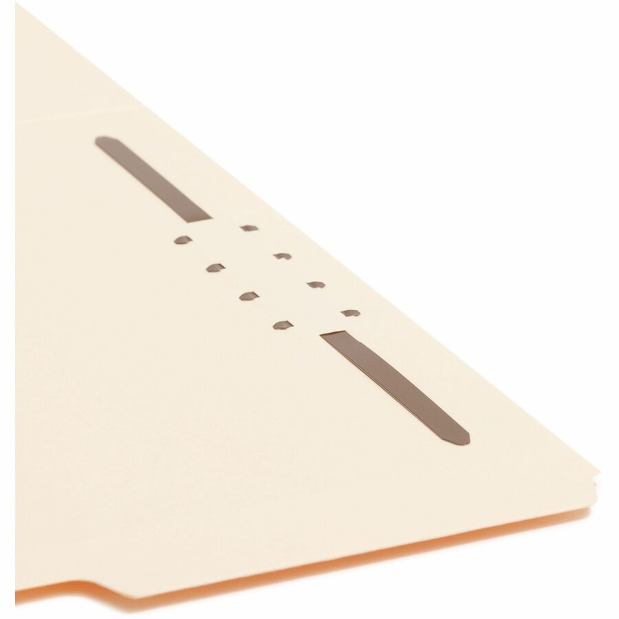Smead 1/3 Tab Cut Letter Recycled Fastener Folder - 8 1/2" x 11" - 3/4" Expansion - 1 x 2K Fastener(s) - 2" for Folder - Top Tab Location - Assorted Tab Position - 11 pt. - 2 Plys - Manila - Reinforced Tab - 10% Recycled - 50 / Box
