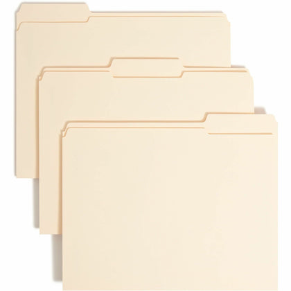 Smead 1/3 Tab Cut Letter Recycled Fastener Folder - 8 1/2" x 11" - 3/4" Expansion - 1 x 2K Fastener(s) - 2" for Folder - Top Tab Location - Assorted Tab Position - 11 pt. - 2 Plys - Manila - Reinforced Tab - 10% Recycled - 50 / Box
